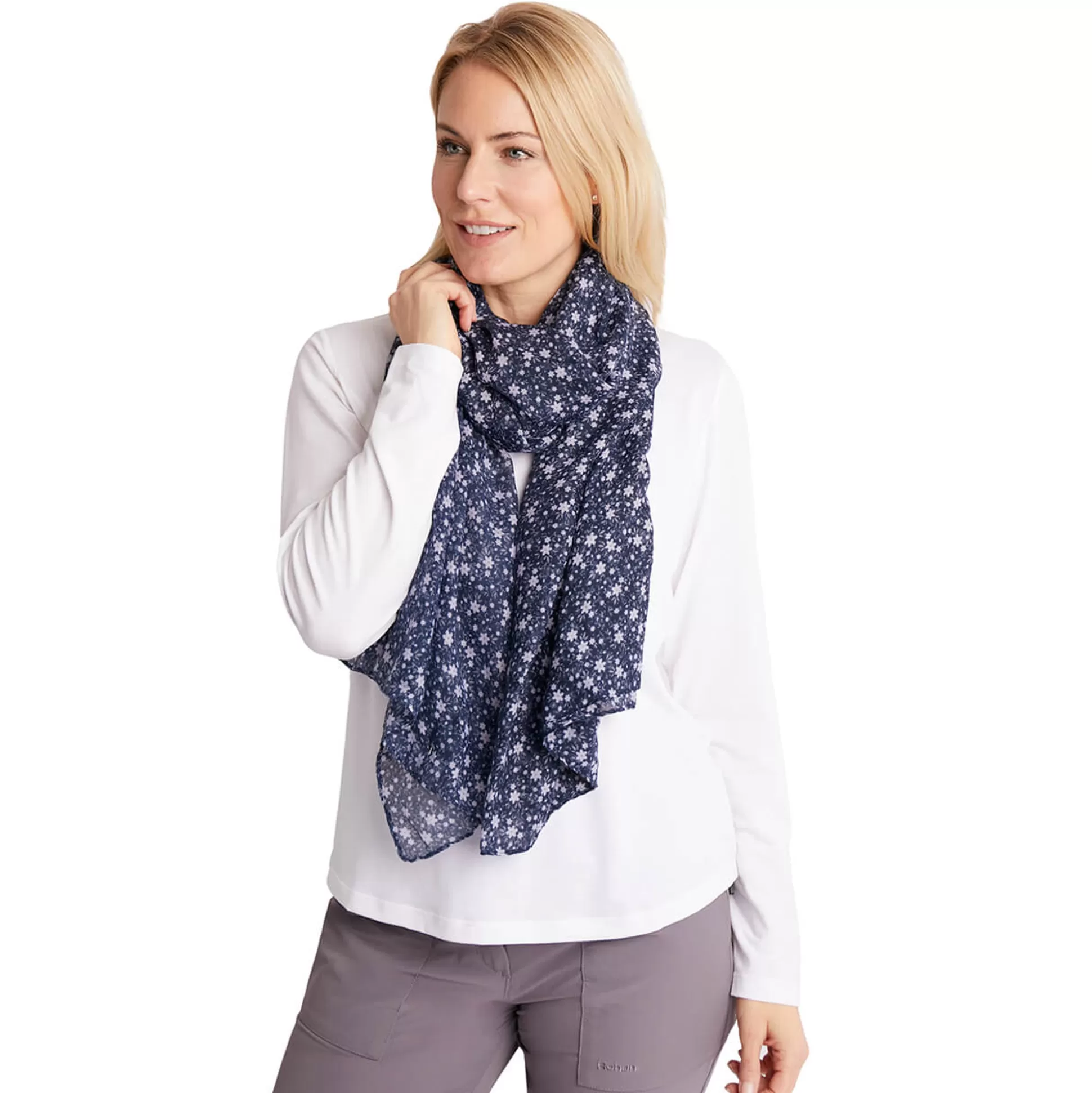 Outlet Insect Shield Wildflower Wrap Scarf Navy Women Clothing Accessories