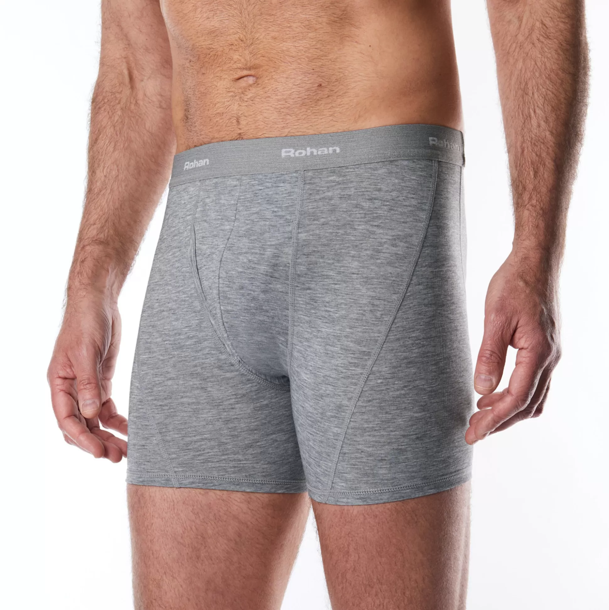 New Men'S Aether Boxers With Fly Opening Mid Grey Marl Men Underwear & Base Layers