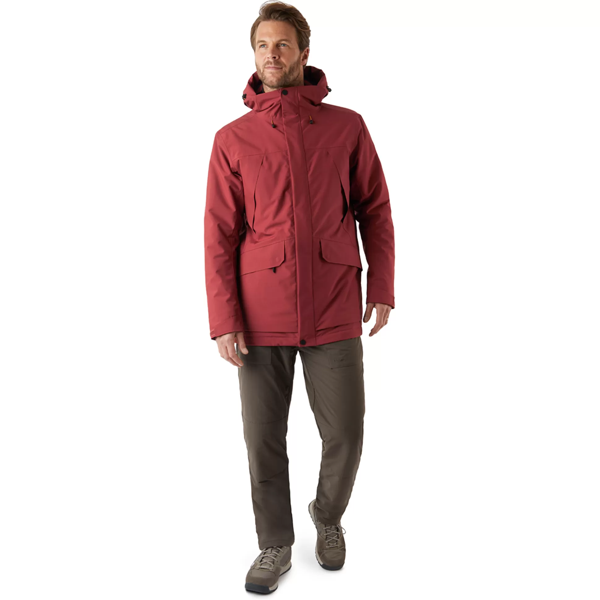 Clearance Men'S Aran Waterproof Jacket Auburn Red Men Winter