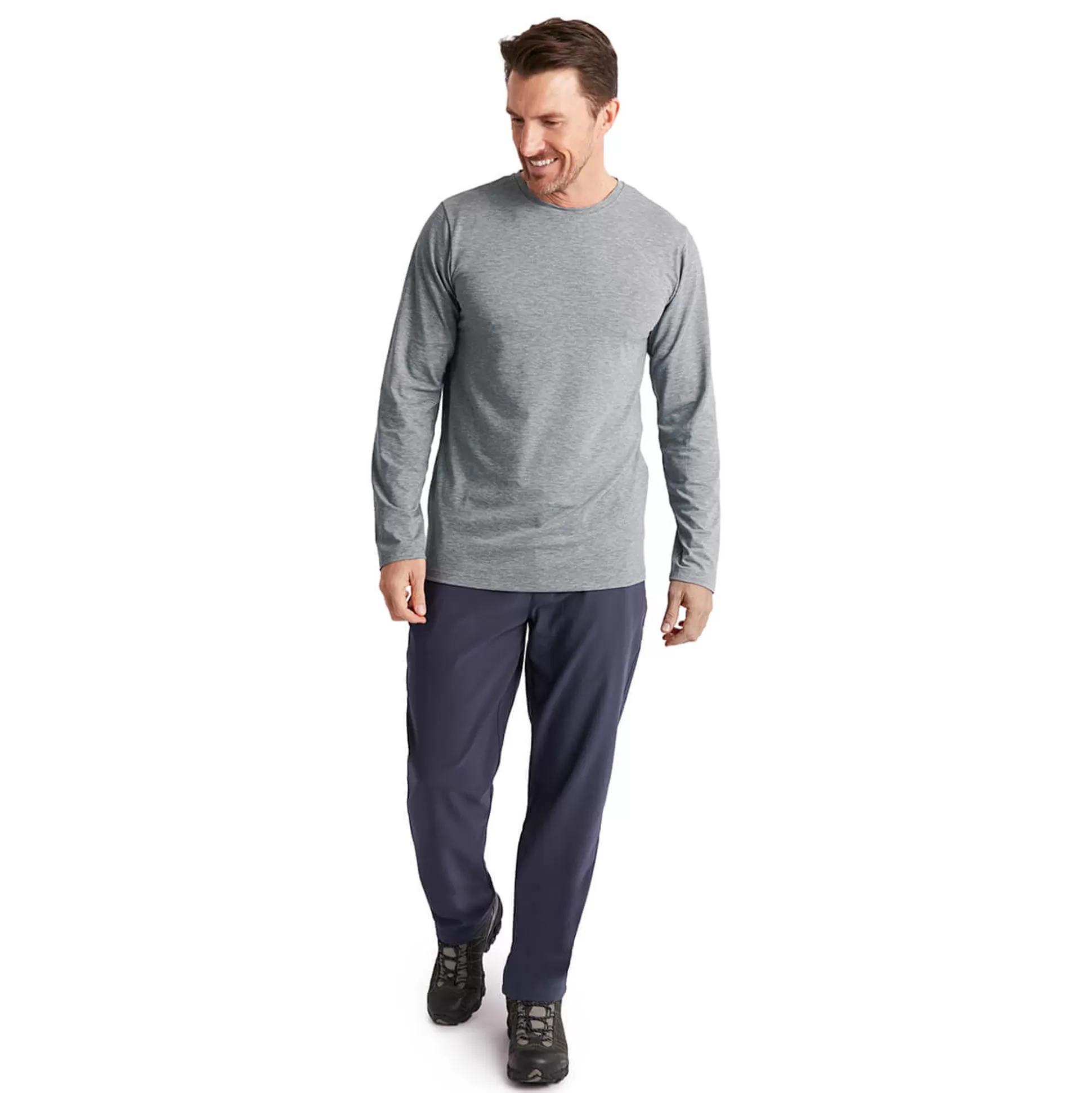 Best Men'S Basis Long Sleeve T Mid Grey Marl Men T-Shirts & Tops