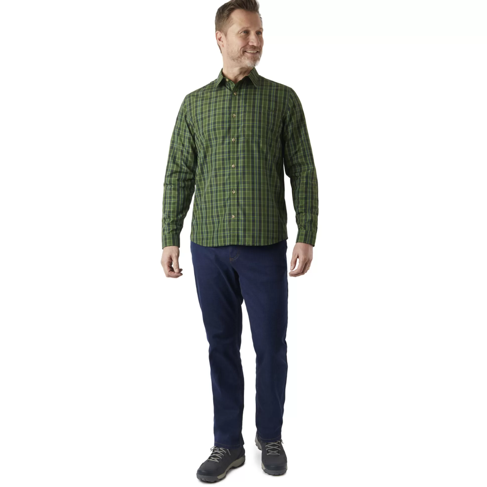 Discount Men'S Coast Long Sleeve Shirt Highland Green Check Men High Wicking