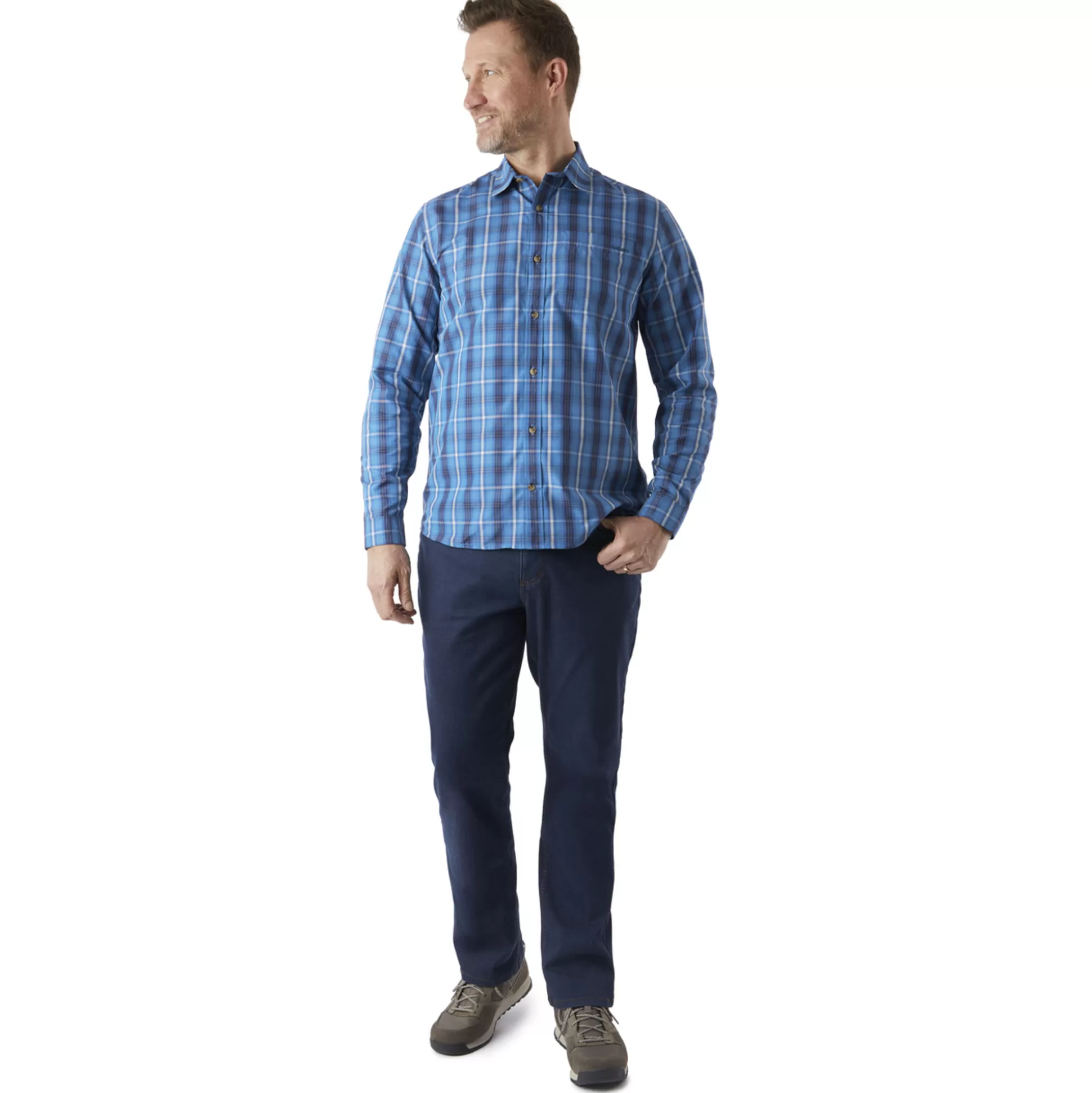 Hot Men'S Coast Long Sleeve Shirt Island Blue Check Men High Wicking