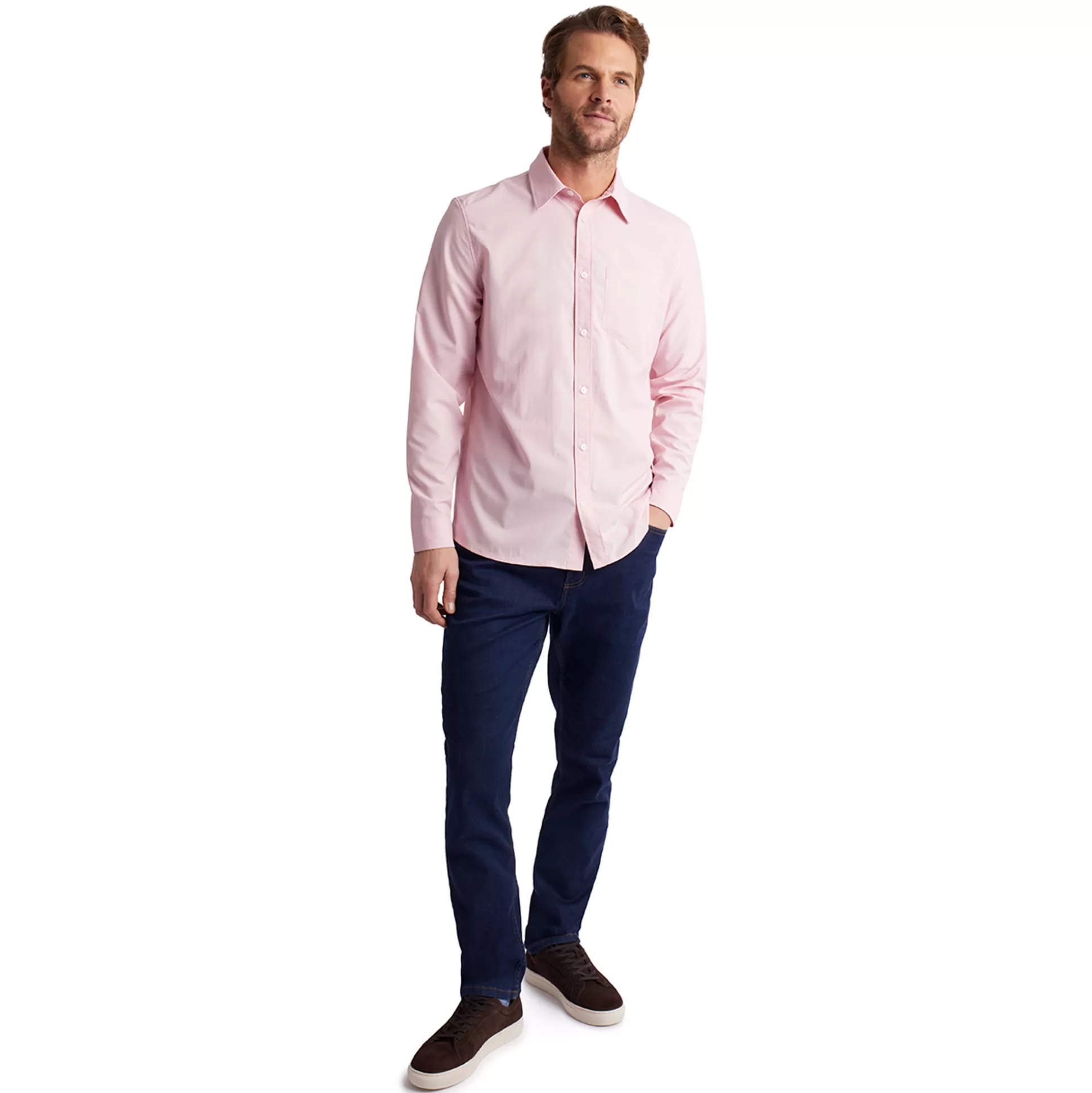 Store Men'S Finchley Long Sleeve Shirt Light Pink Oxford Men Shirts