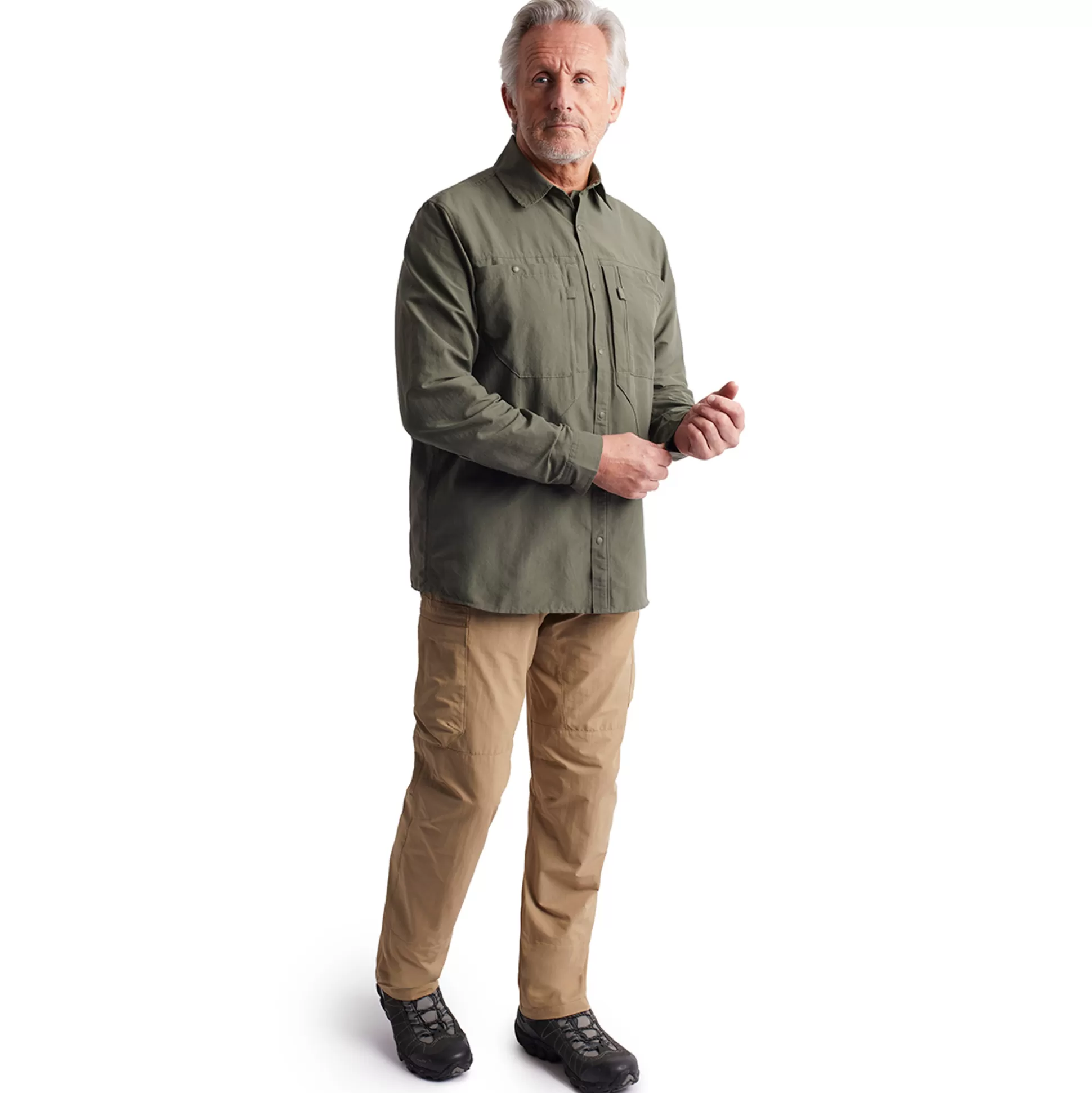 Fashion Men'S Frontier Long Sleeve Shirt District Green Men Shirts