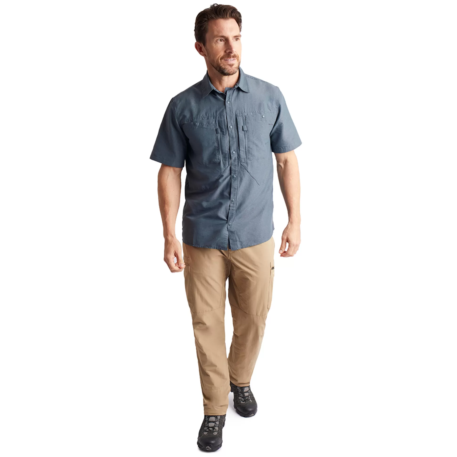 Fashion Men'S Frontier Short Sleeve Shirt Slate Grey Marl Men Shirts