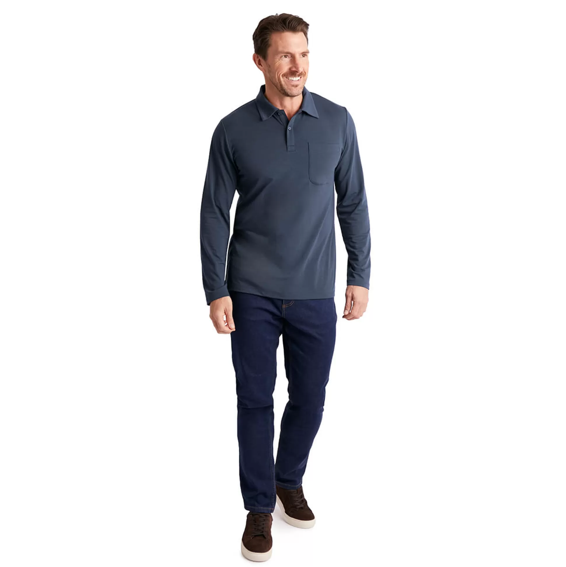 Best Men'S Global Long Sleeve Polo True Navy Men T-Shirts & Tops