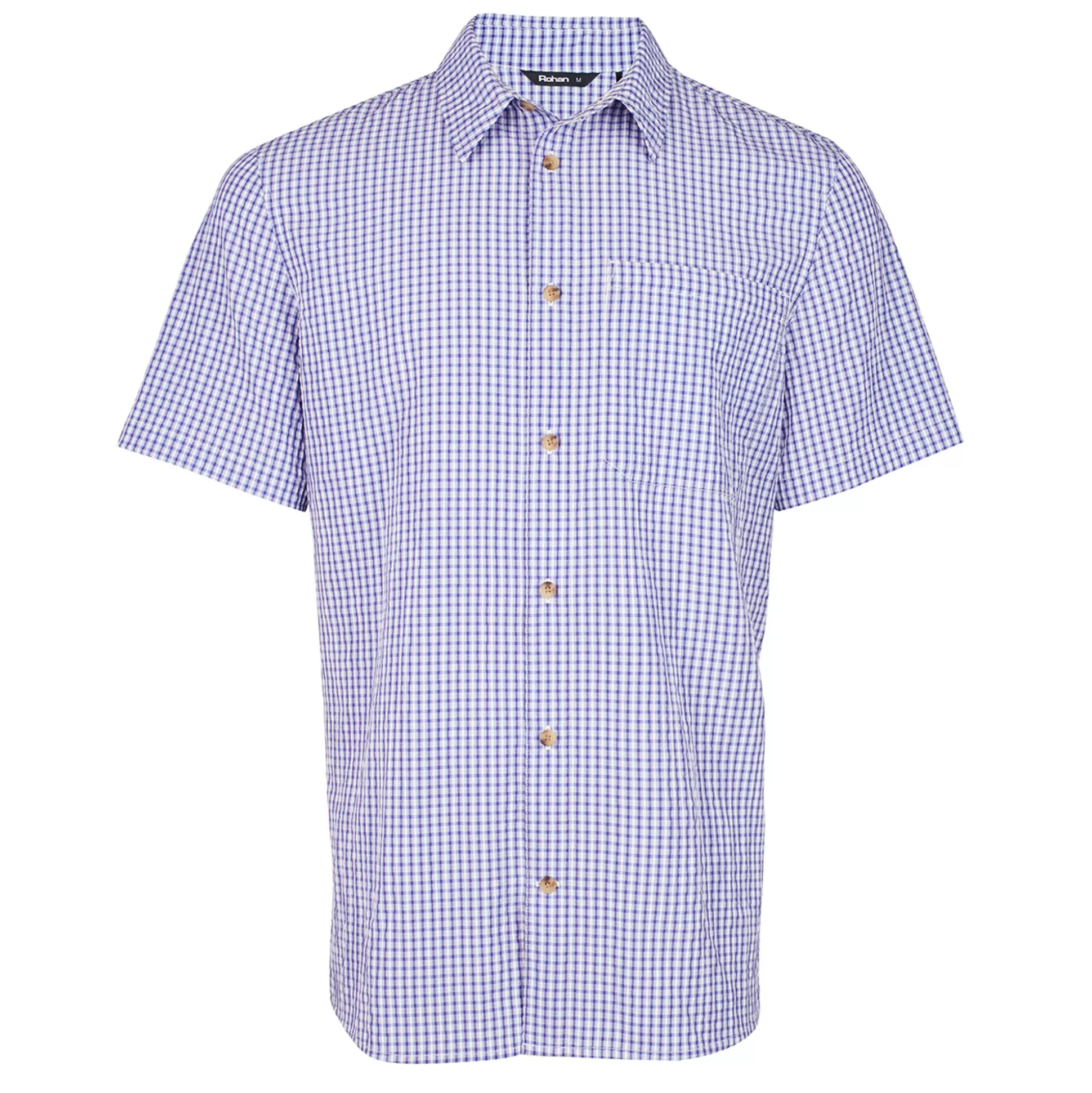 New Men'S Isle Short Sleeve Shirt Eclipse Blue Gingham Men Shirts