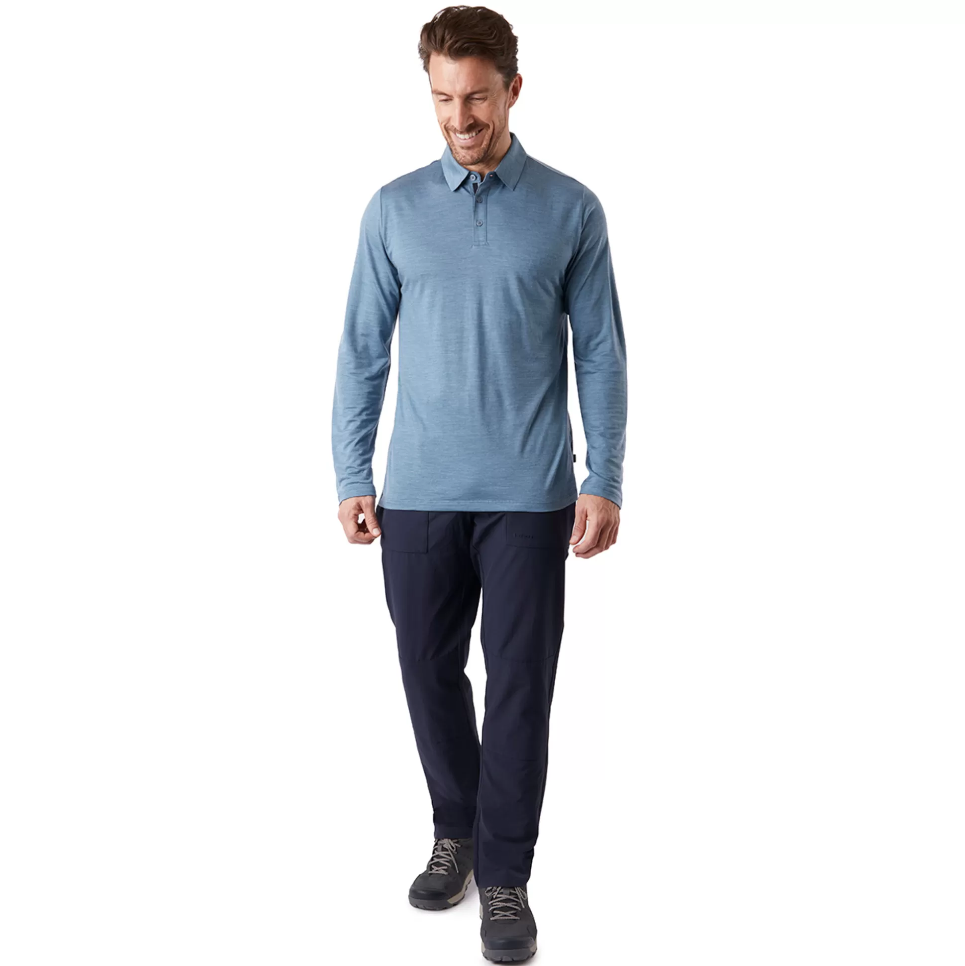 Best Men'S Merino Cool Long Sleeve Polo Shadow Blue Marl Men T-Shirts & Tops