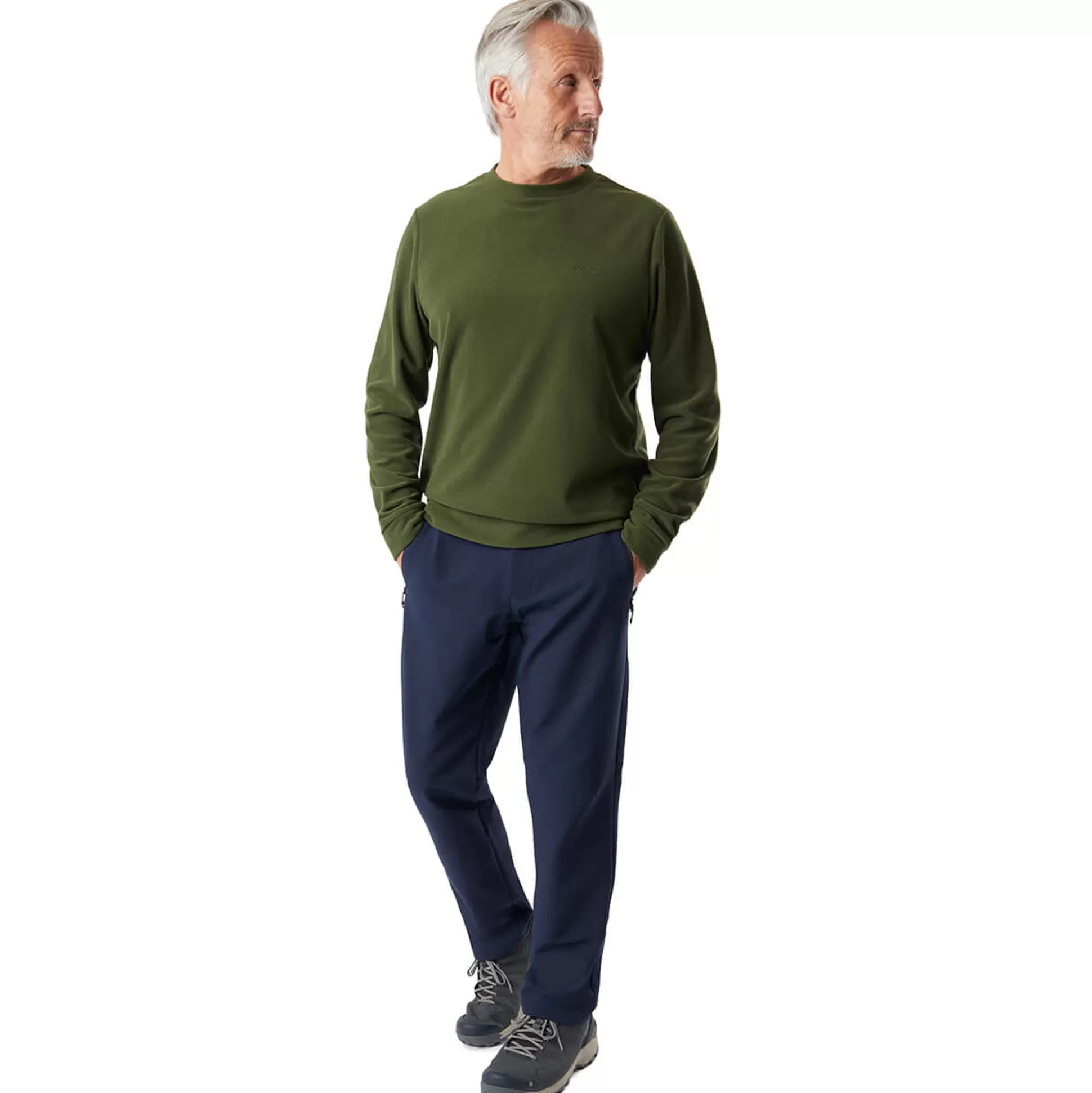 Best Sale Men'S Microgrid Crew Conifer Green Men Fleece & Mid Layers