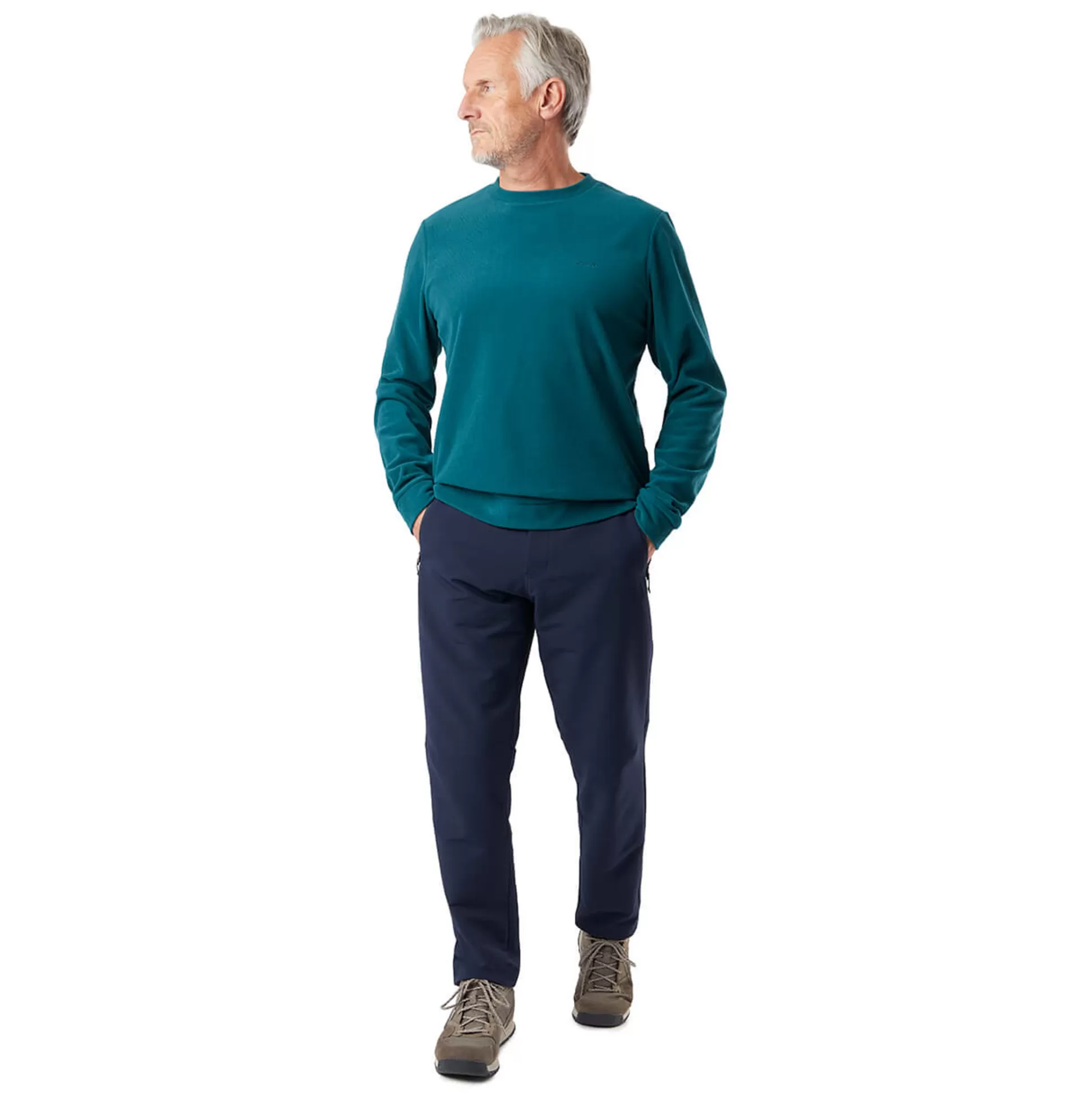 Best Sale Men'S Microgrid Crew Teal Blue Men Fleece & Mid Layers