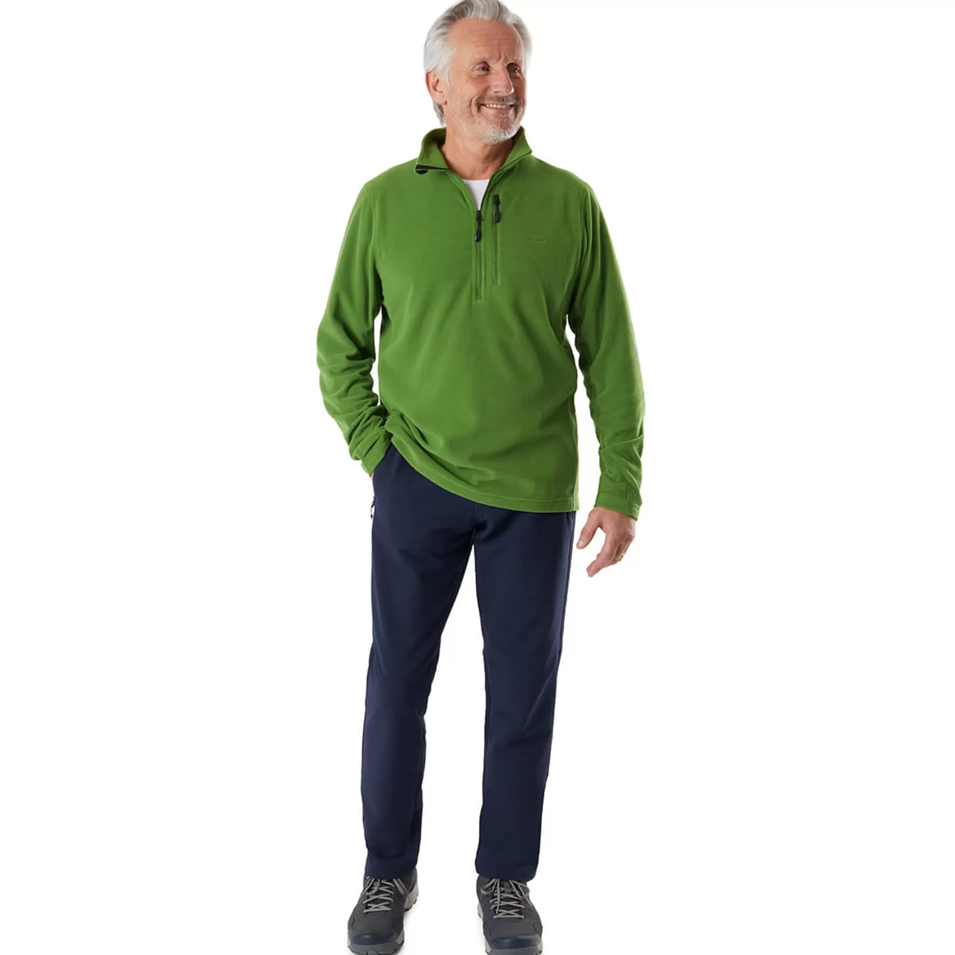 Best Men'S Microgrid Zip Neck Top Alpine Green Men Fleece & Mid Layers