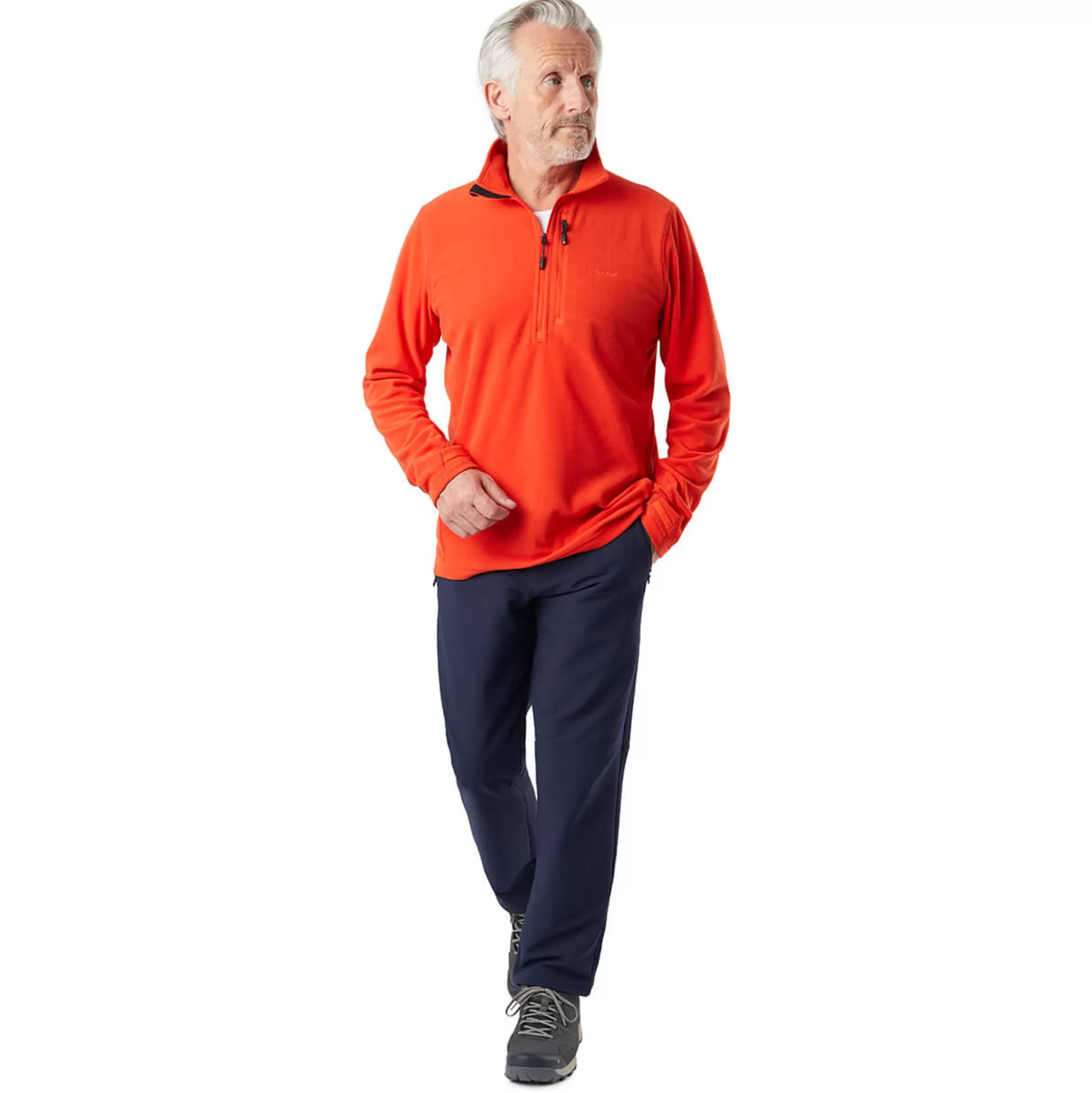 Best Men'S Microgrid Zip Neck Top Solar Orange Men Fleece & Mid Layers