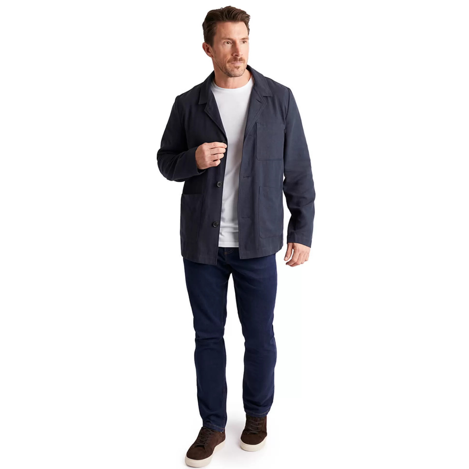 Shop Men'S Porto Linen Jacket Deep Navy Men Jackets & Coats