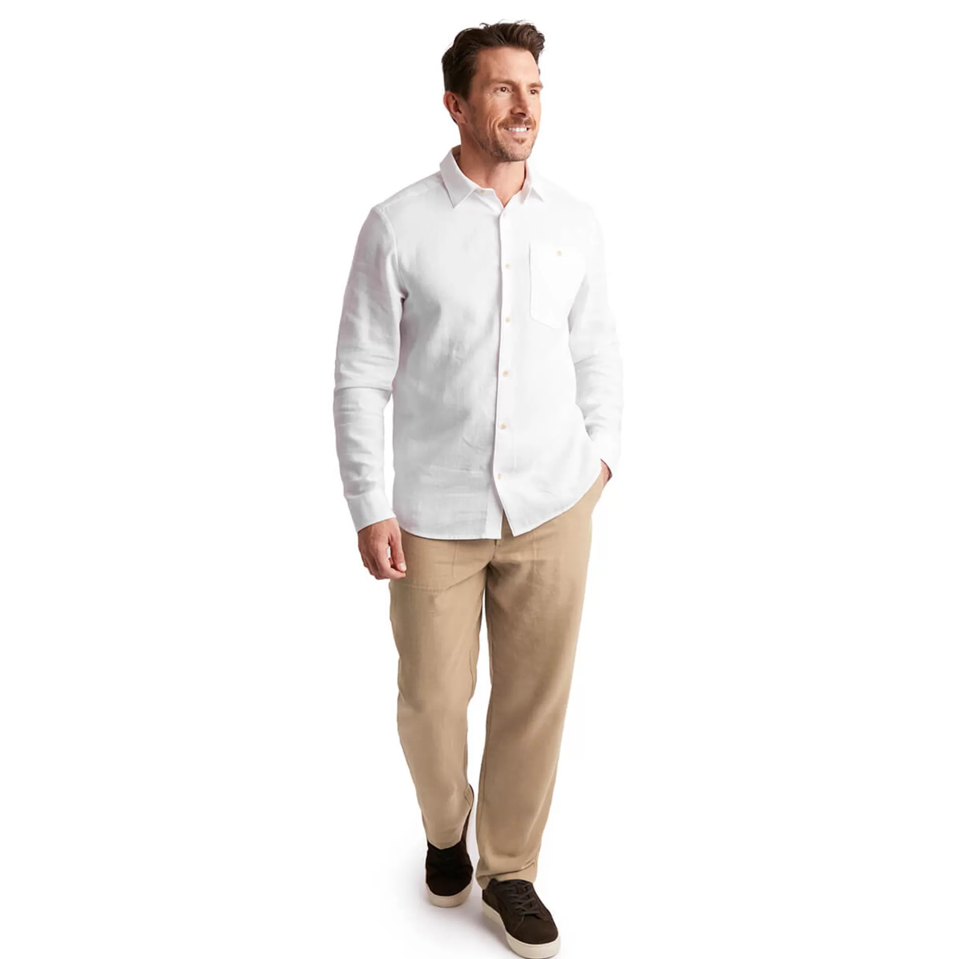 Hot Men'S Porto Linen Long Sleeve Shirt White Men Shirts