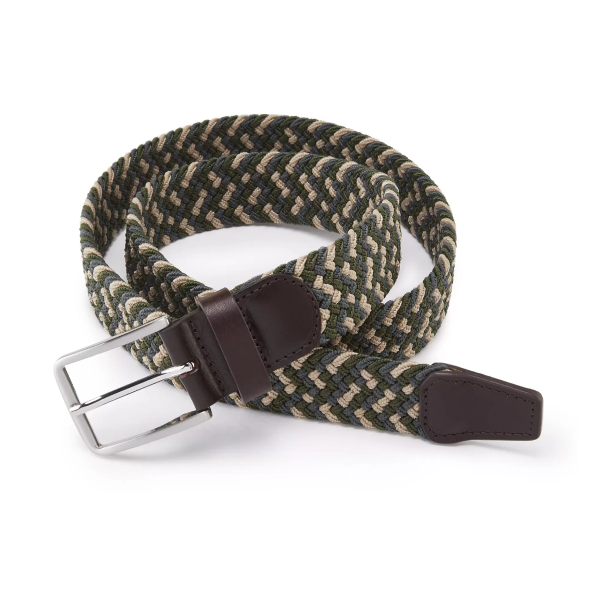 Fashion Men'S Woven Stretch Belt Khaki Green/Dune Men Clothing Accessories