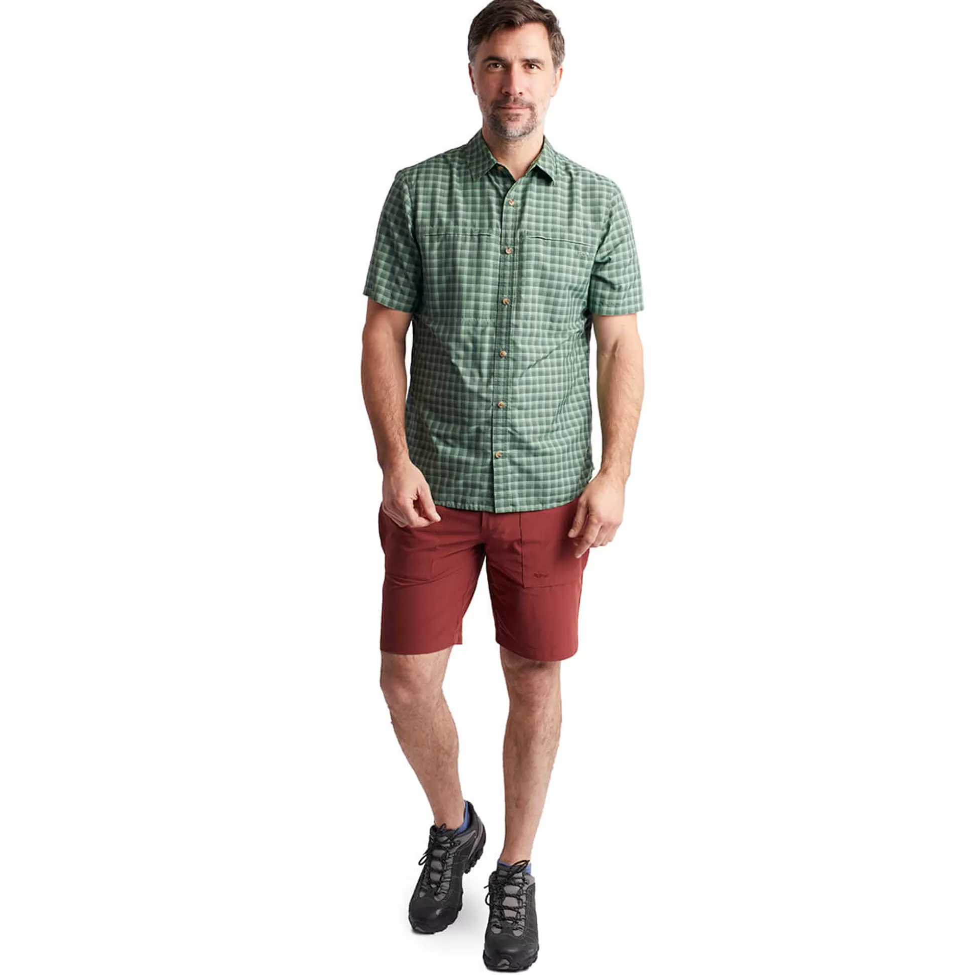 Shop Men'S Zenith Short Sleeve Shirt Flint Green Check Men Shirts