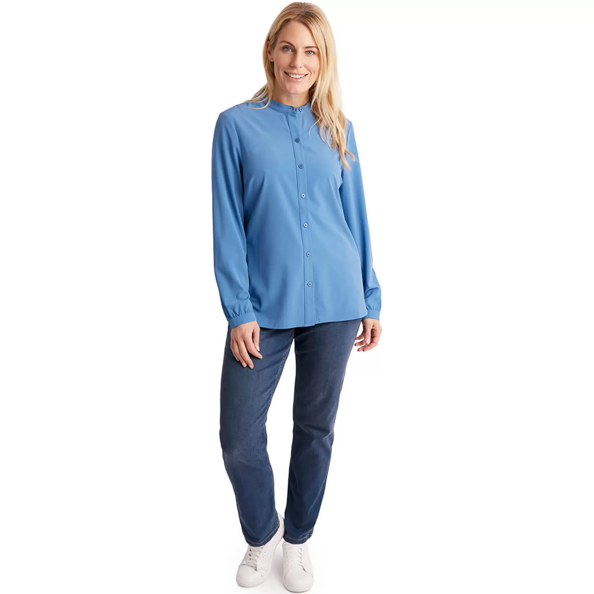 Shop Women'S Azul Long Sleeve Shirt Zephyr Blue Women Shirts