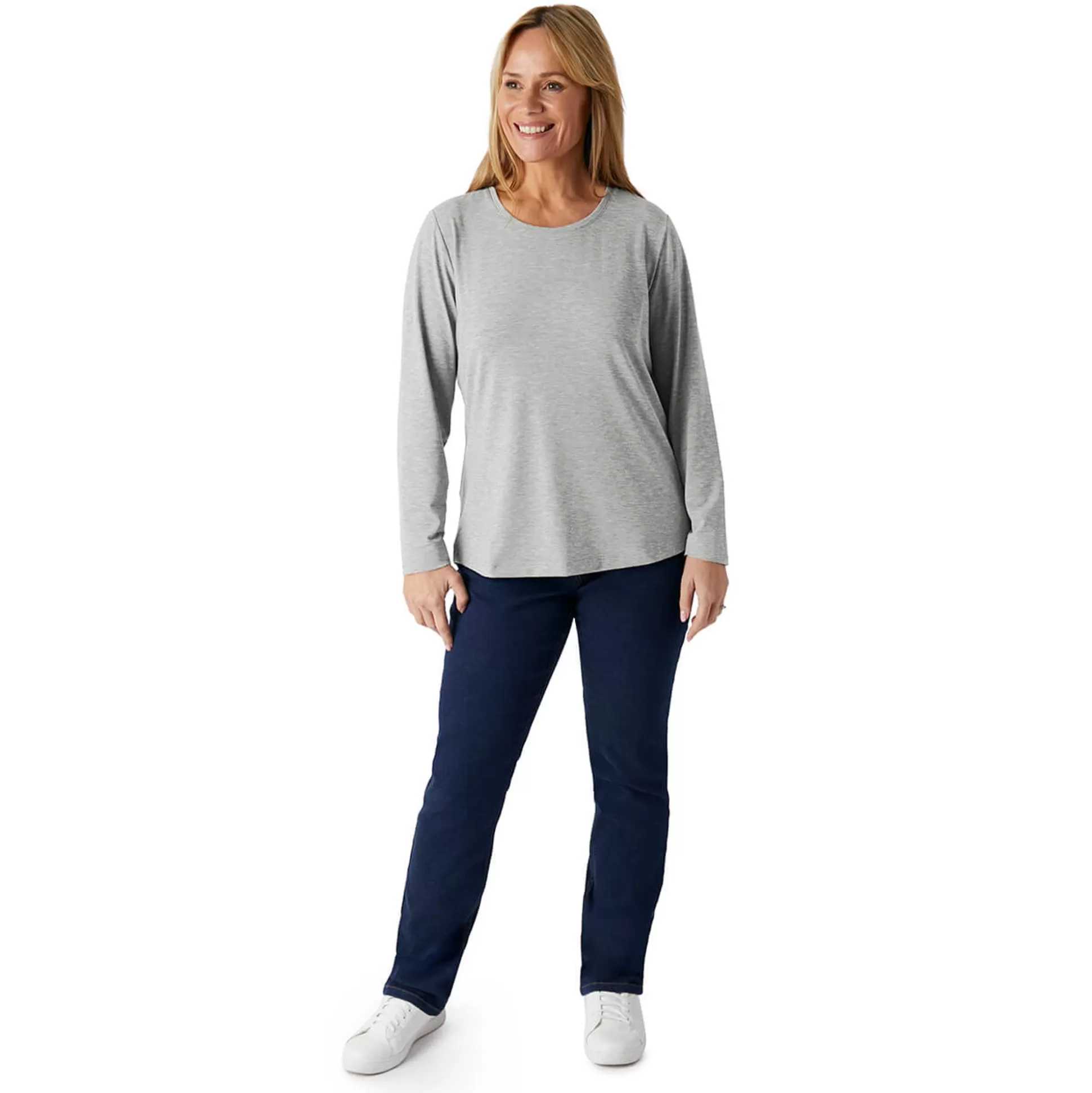 Flash Sale Women'S Basis Long Sleeve T Mid Grey Marl Women T-Shirts & Tops