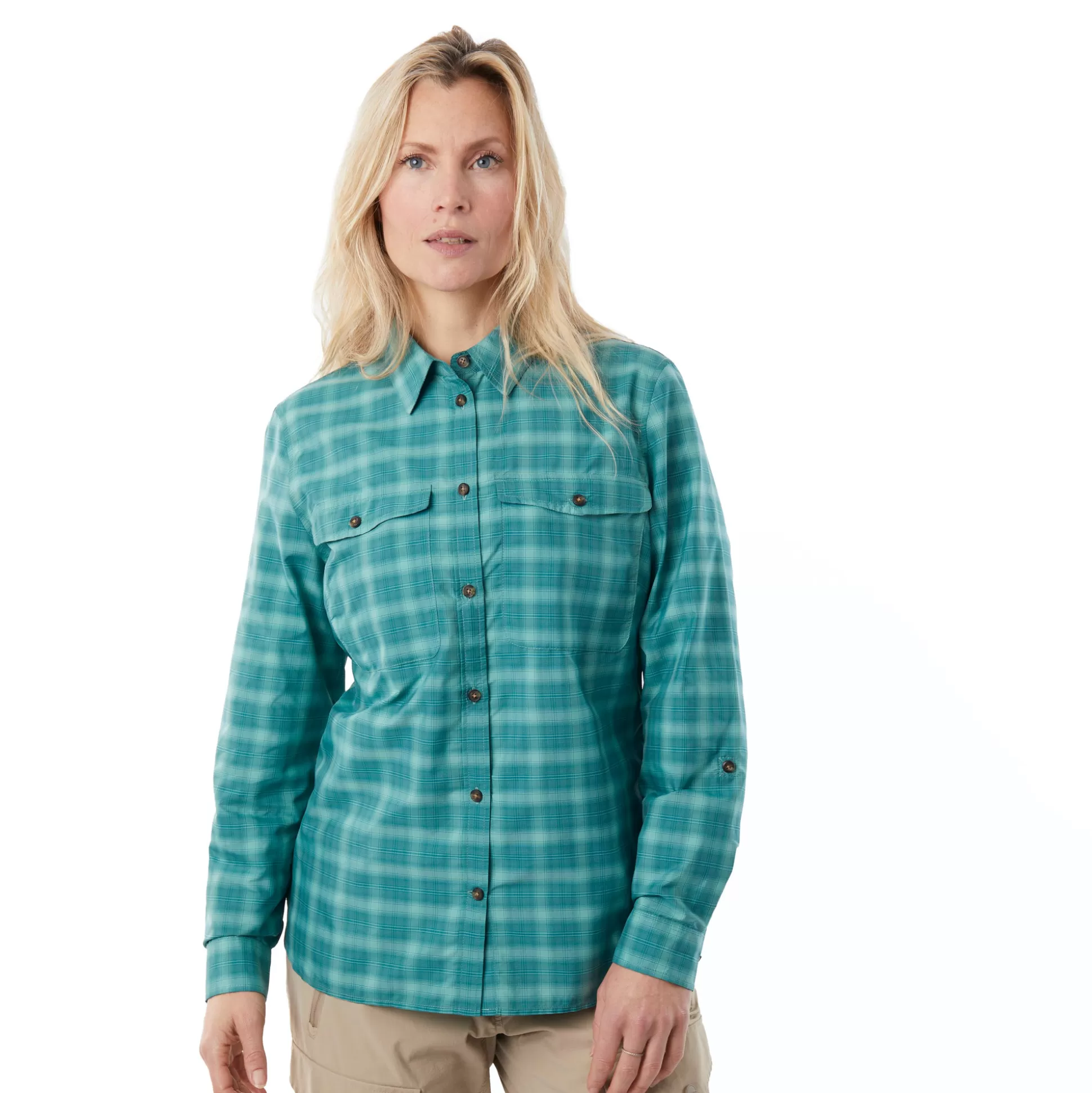 Discount Women'S Bay Long Sleeve Shirt Glacier Green Check Men Insect Repellent