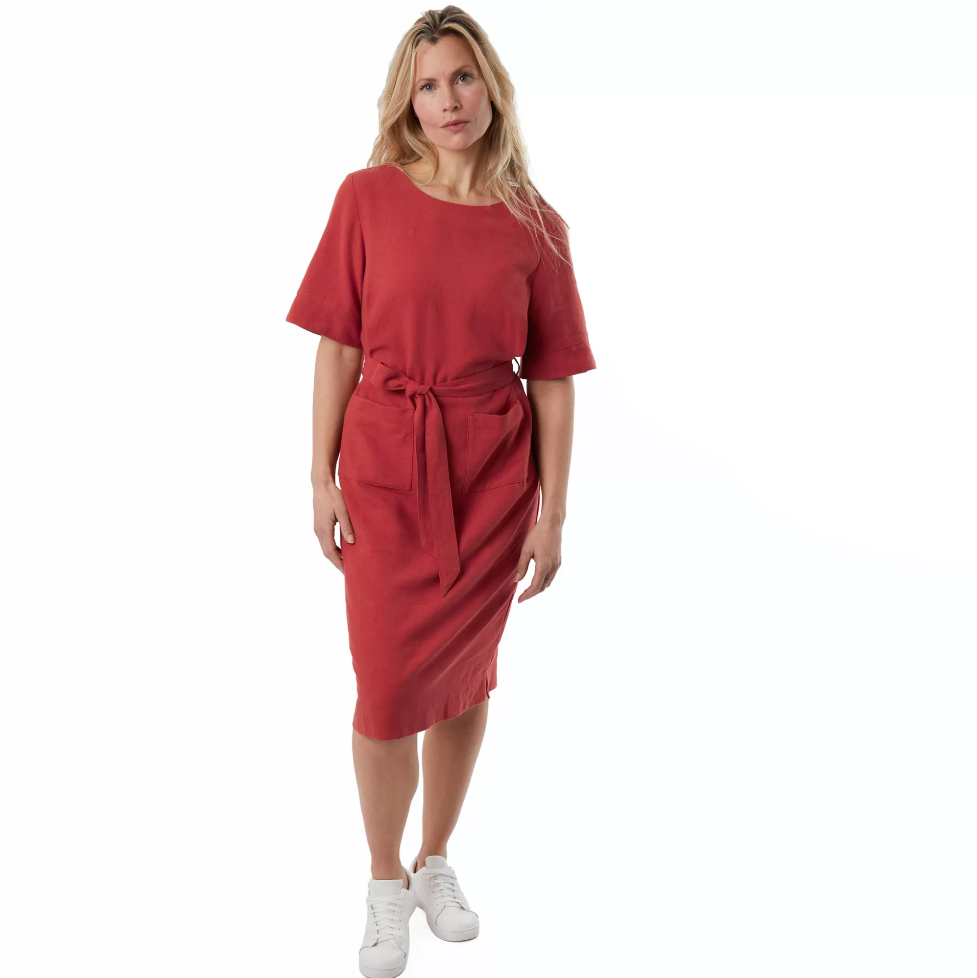 Best Sale Women'S Brisa Linen Dress Coast Red Women Dresses & Skirts