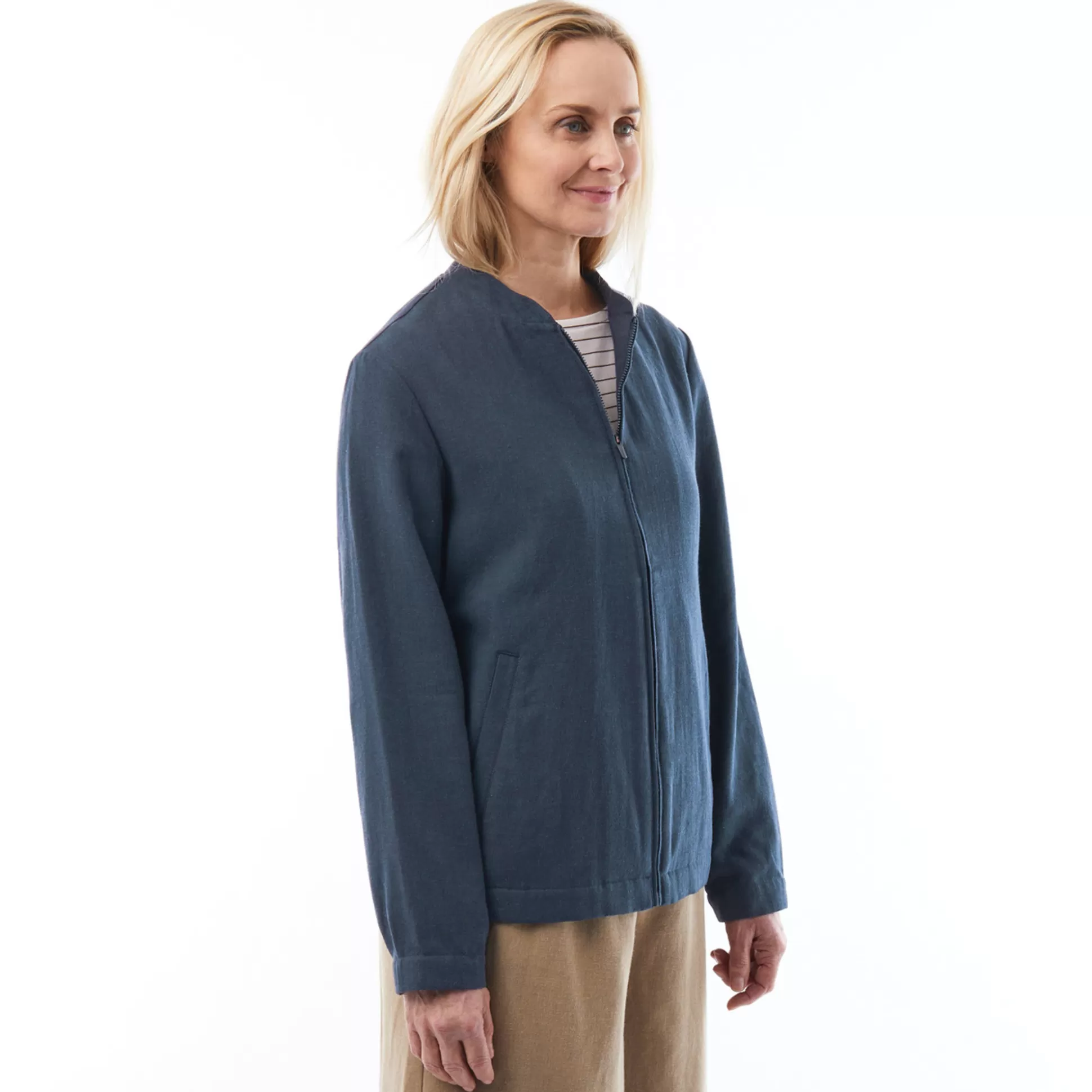 Shop Women'S Brisa Linen Jacket Ocean Blue Women Jackets & Coats