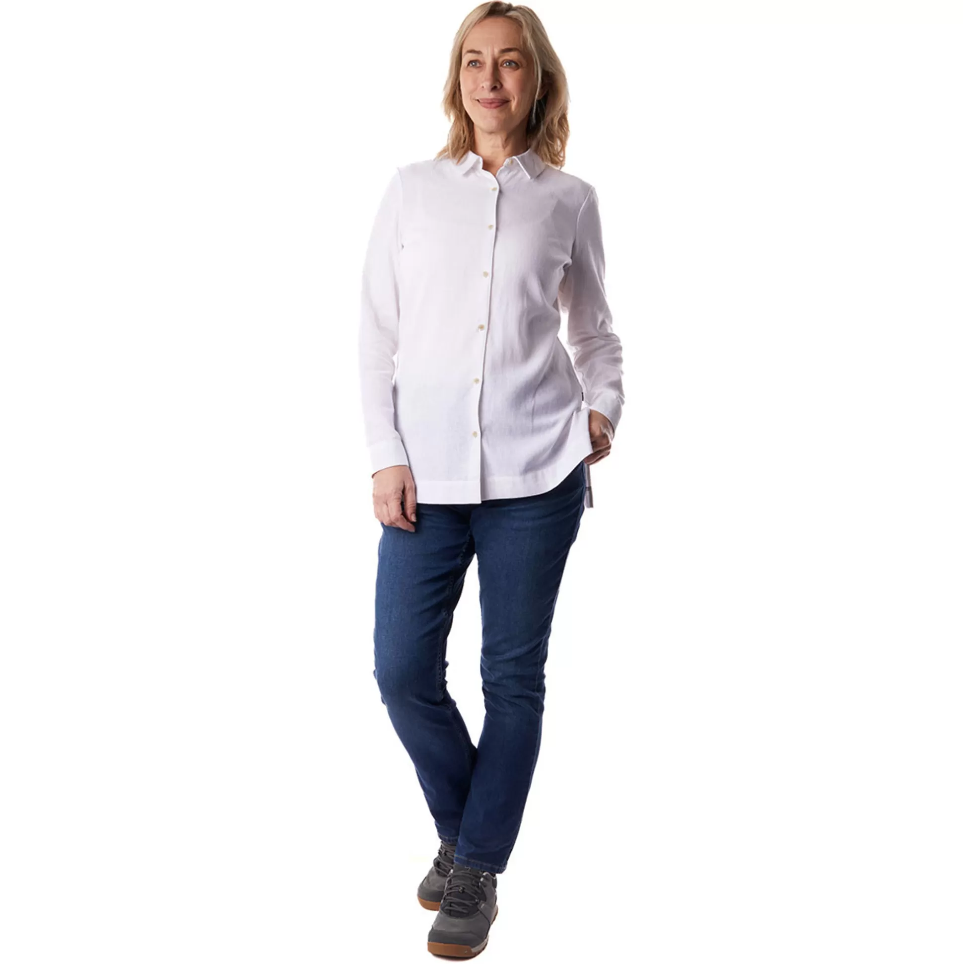 Store Women'S Brisa Linen Long Sleeve Shirt White Women Shirts