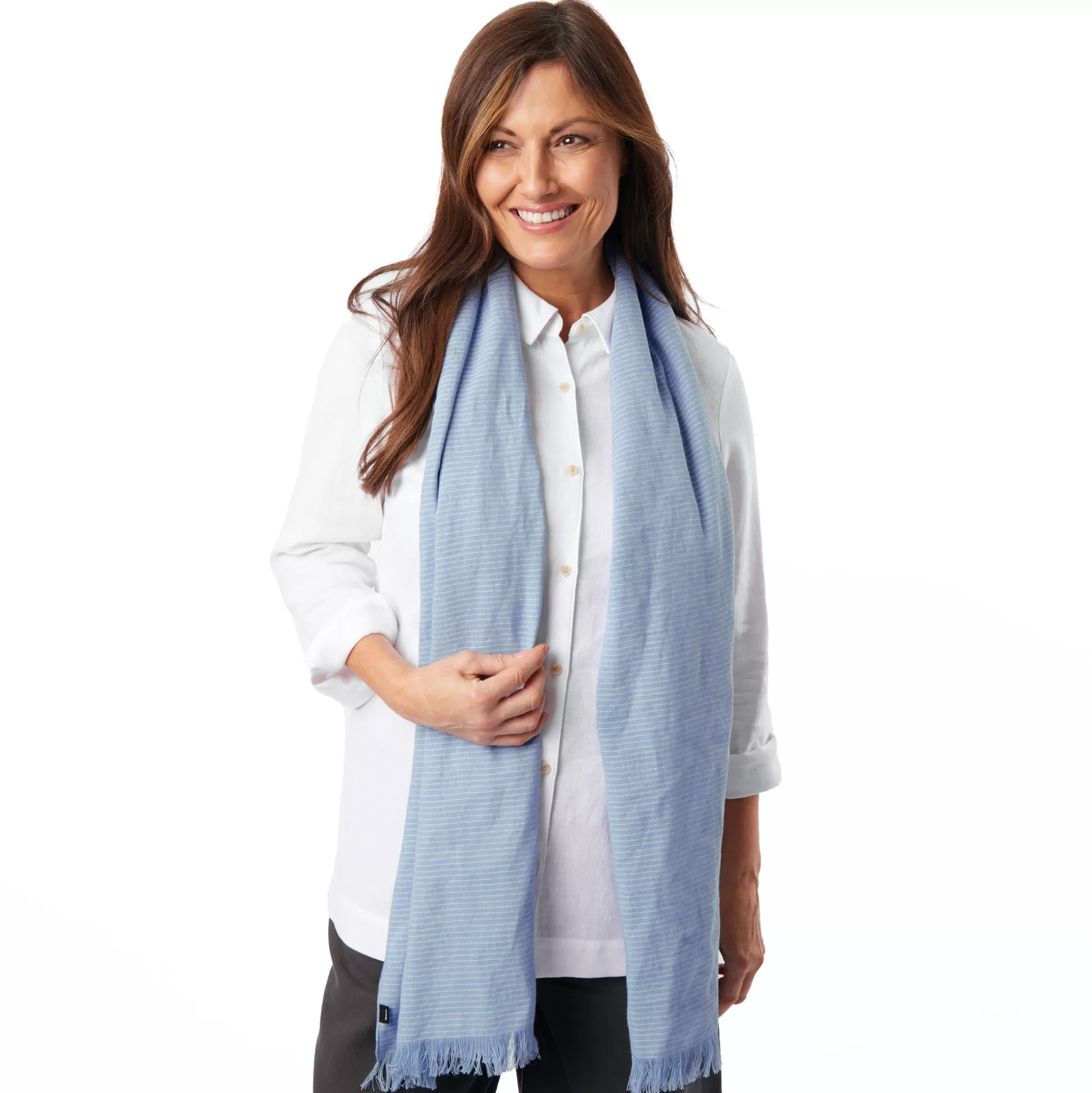 Store Women'S Brisa Linen Scarf Chambray Blue Stripe Women Clothing Accessories