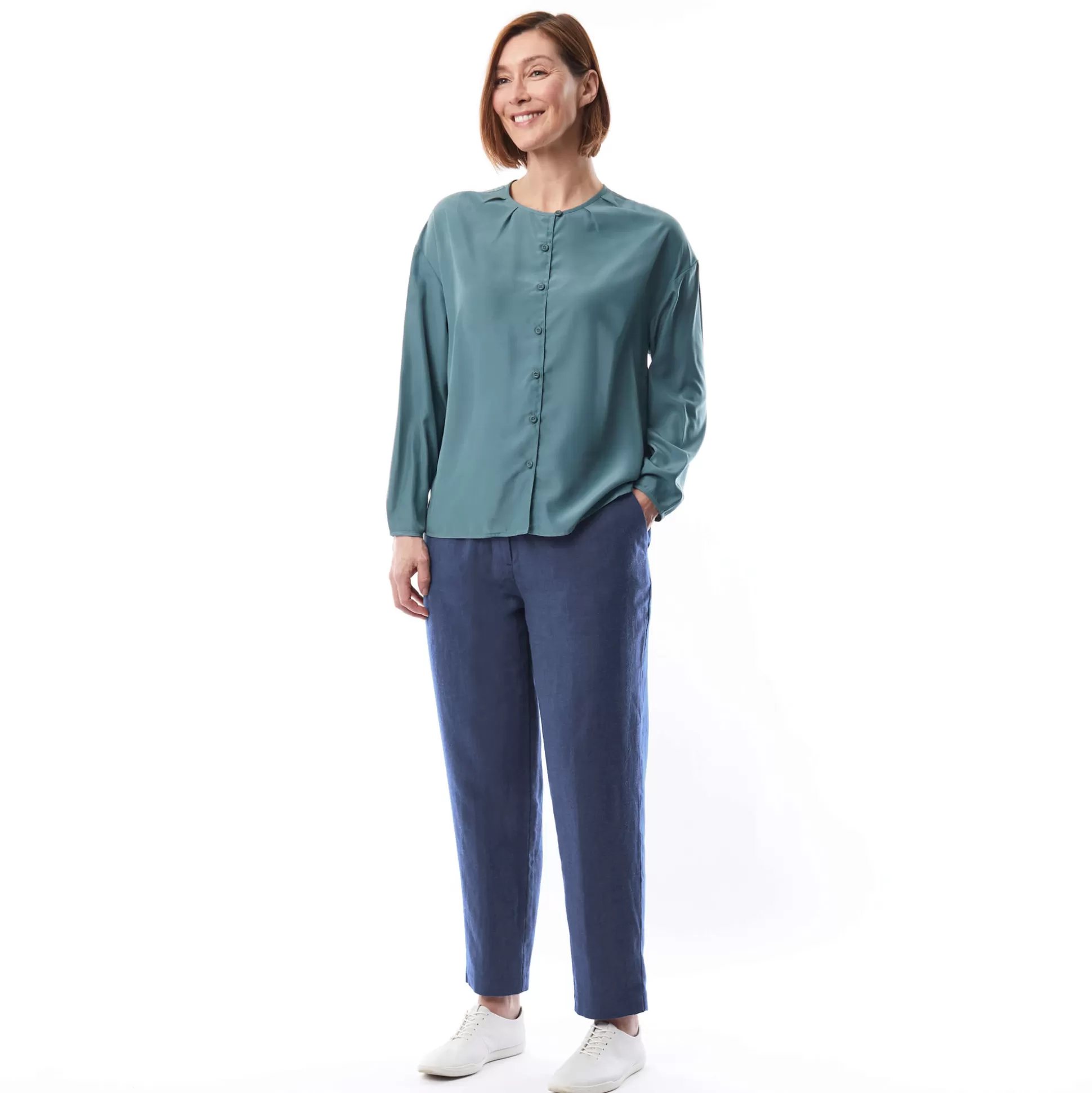 Store Women'S Brisa Linen Trousers Ocean Blue Women Trousers