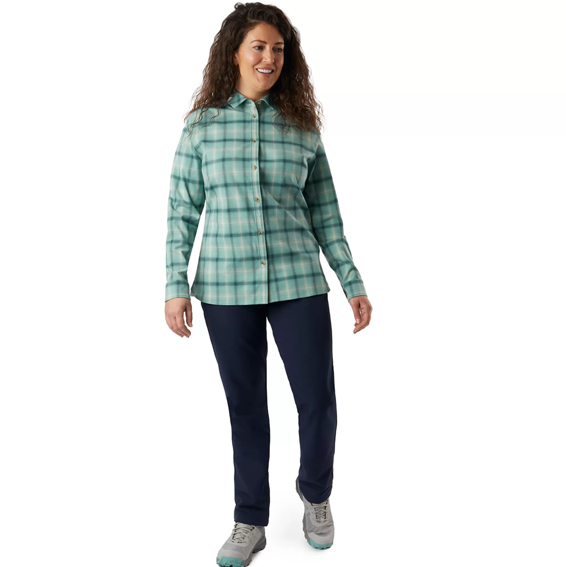 Best Women'S Cove Long Sleeve Shirt Venice Green Check Women Shirts