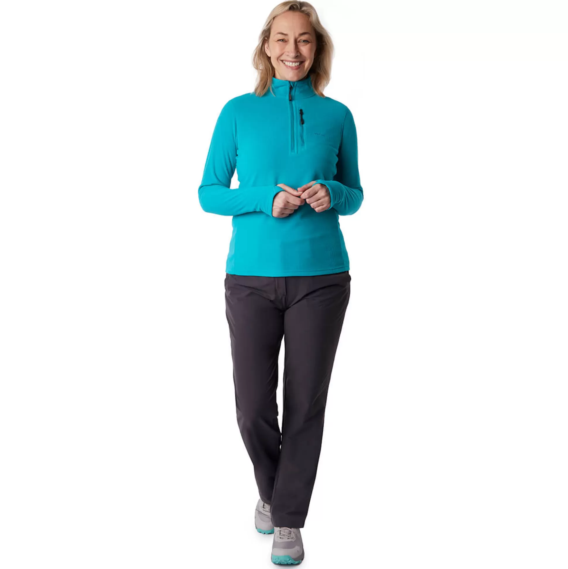 Online Women'S Microgrid Zip Neck Top Cove Blue Women Fleece & Mid Layers