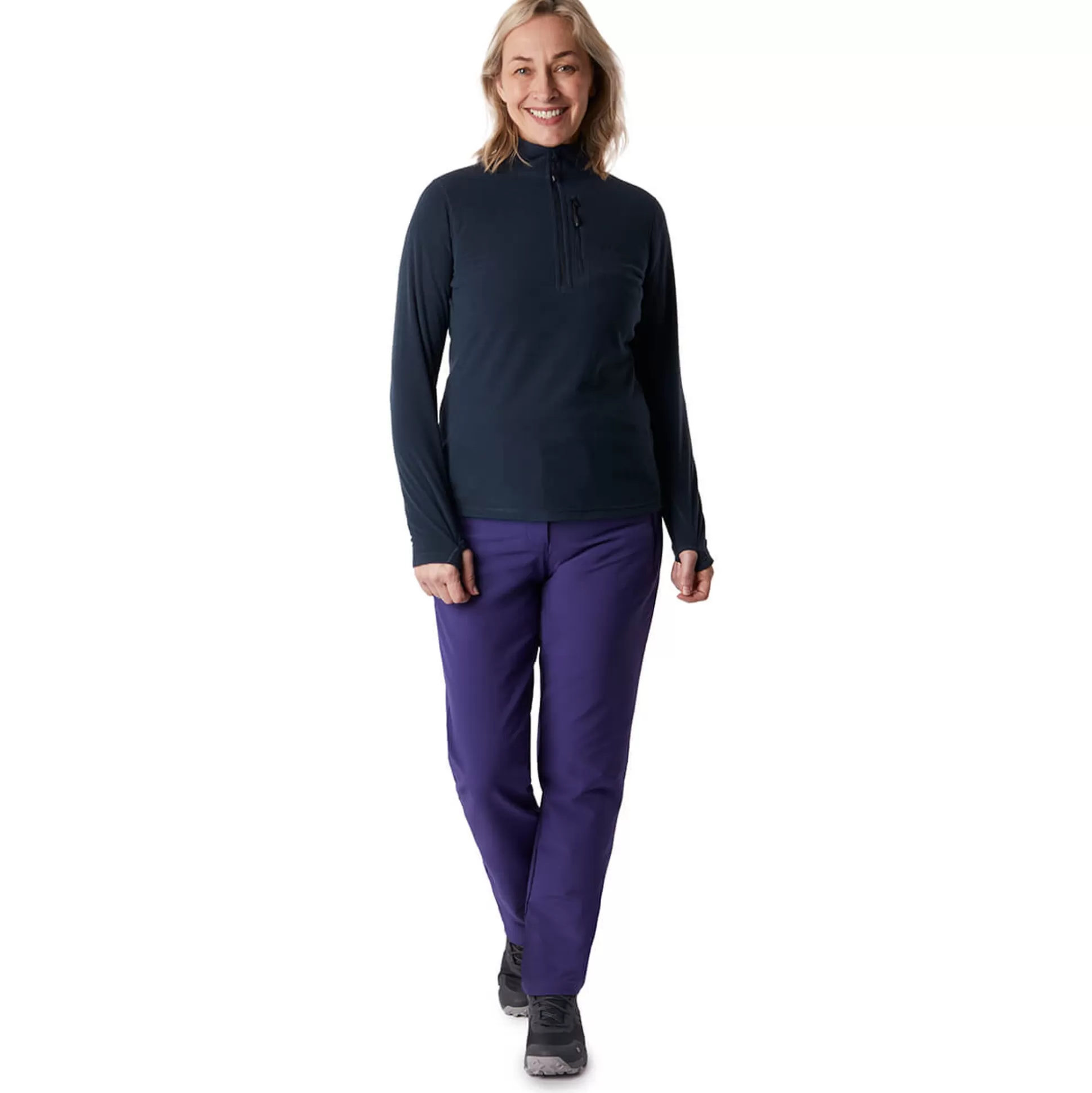 Clearance Women'S Microgrid Zip Neck Top True Navy Women Fleece & Mid Layers