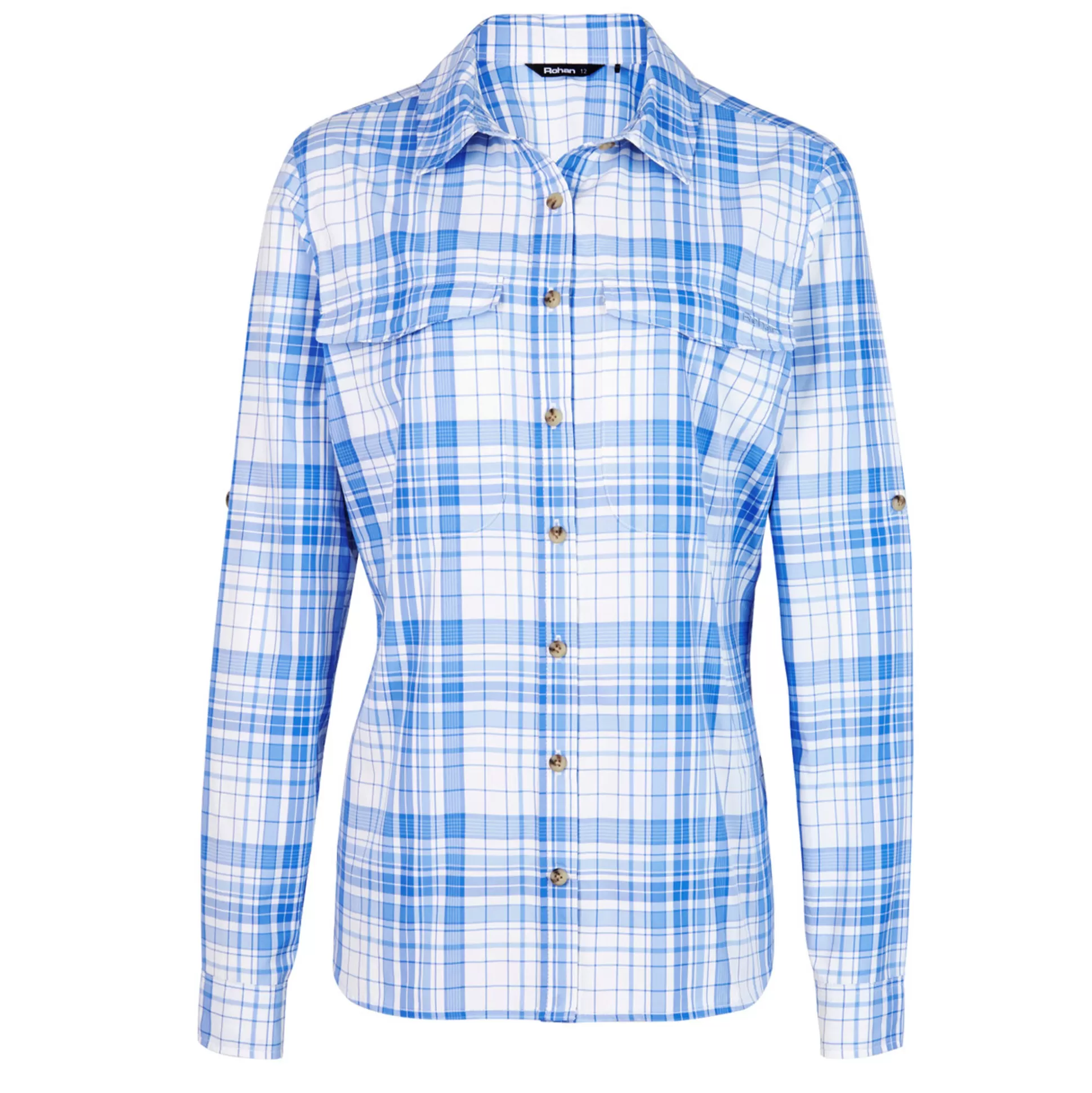 Best Sale Women'S Pennine Long Sleeve Shirt Azure Blue Check Women High Wicking