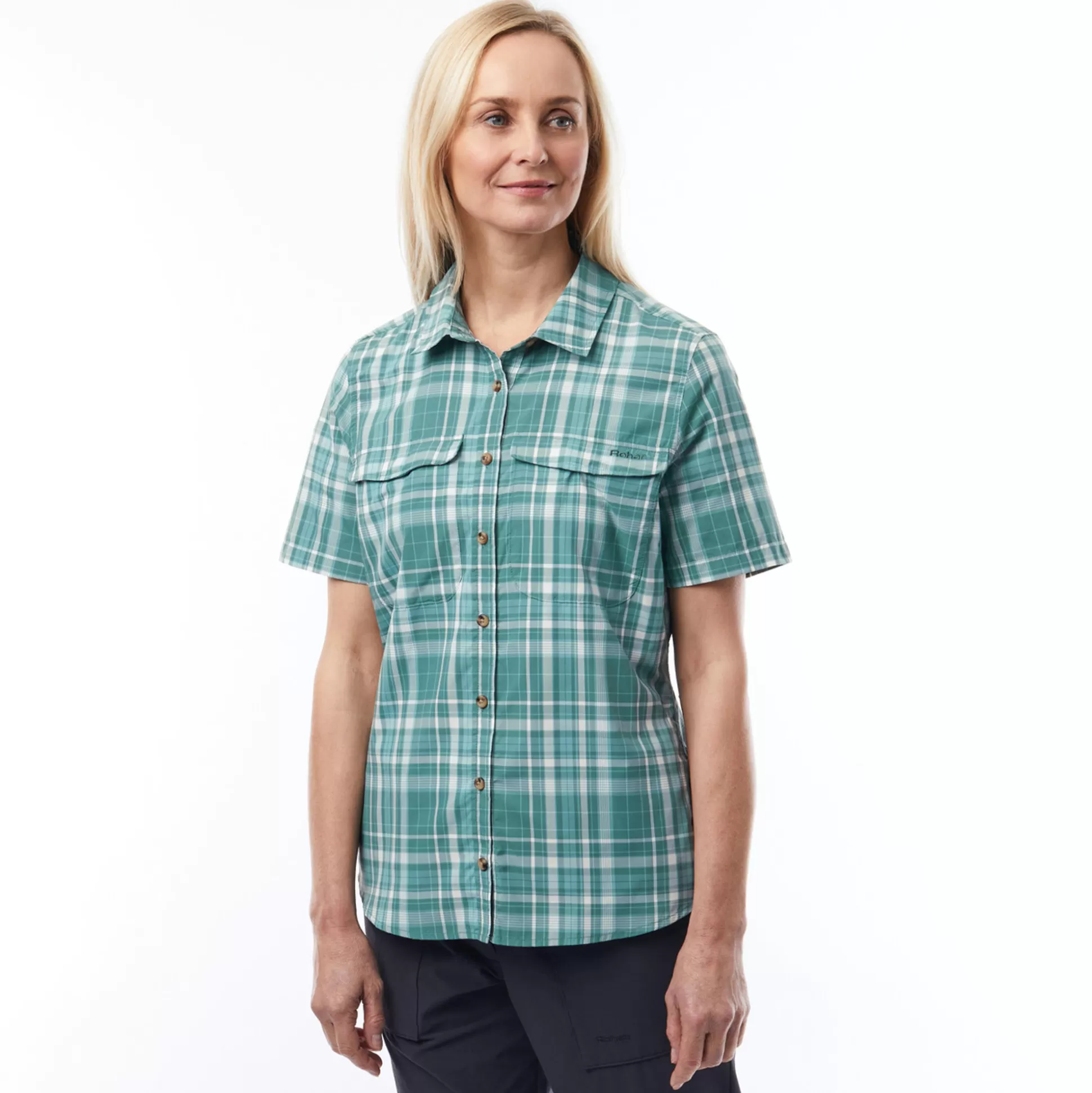 Flash Sale Women'S Pennine Shirt Short Sleeve Venice Green Check Women High Wicking