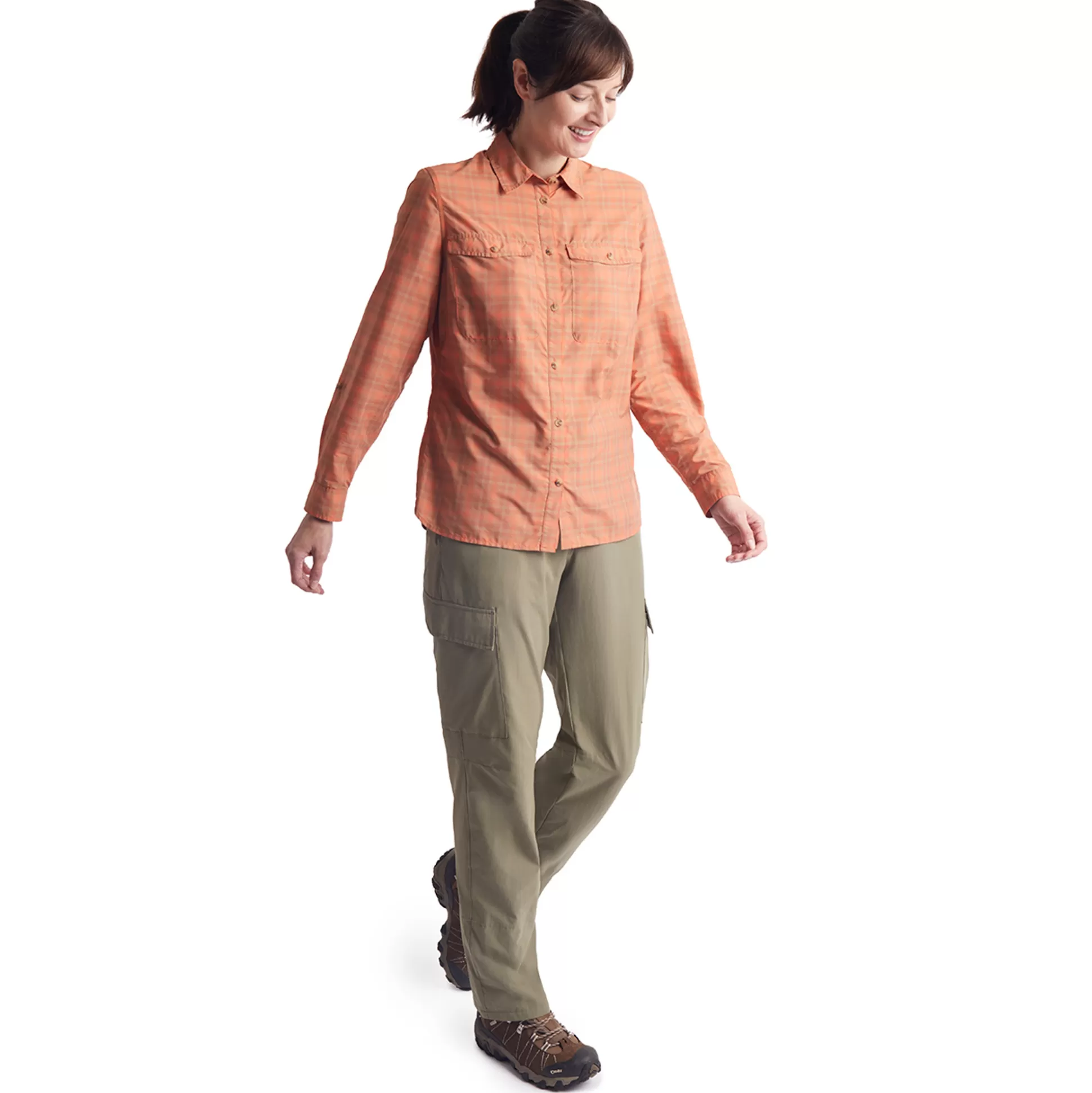 Discount Women'S Savannah Long Sleeve Shirt Canyon Orange/Dune Check Women Shirts