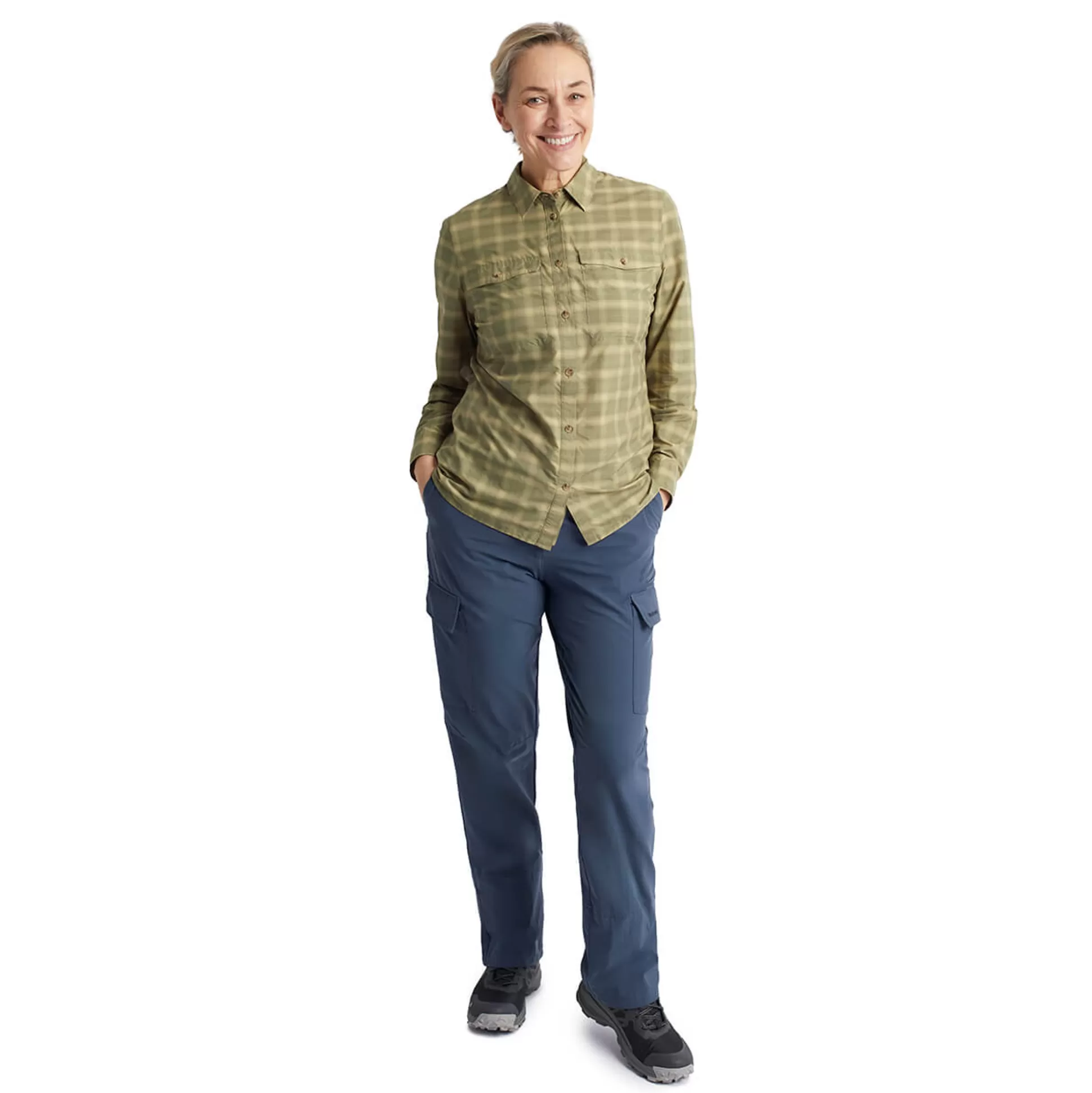 Online Women'S Savannah Long Sleeve Shirt Stone/Umber Green Check Women Shirts