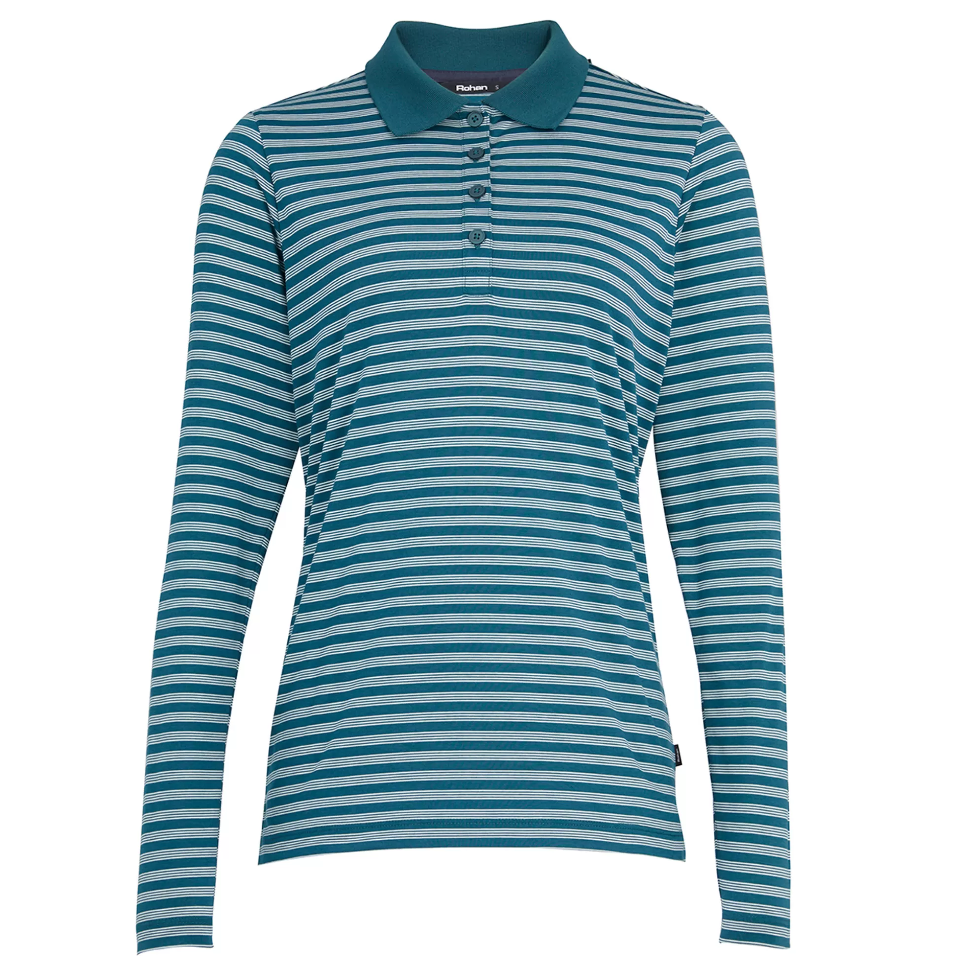 Fashion Women'S Shoreline Long Sleeve Polo Teal Blue Stripe Women T-Shirts & Tops