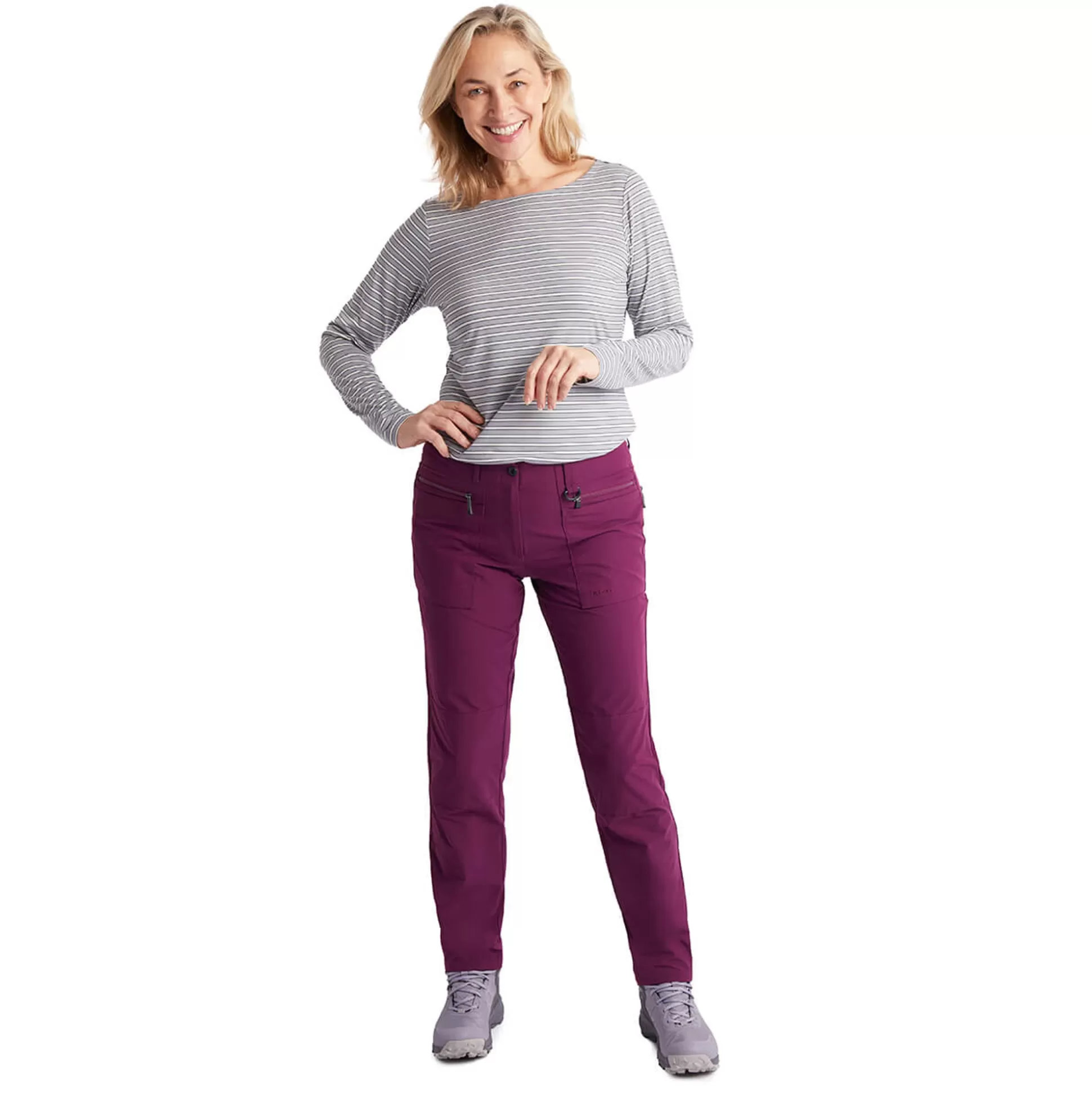 Sale Women'S Stretch Bags Trousers Plum Purple Women Trousers